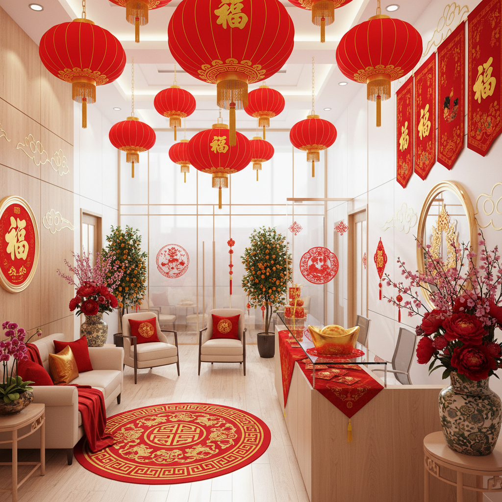 A beautiful Medical Office designed in Chinese New Year style. Transform this space for Chinese New  - Interior design