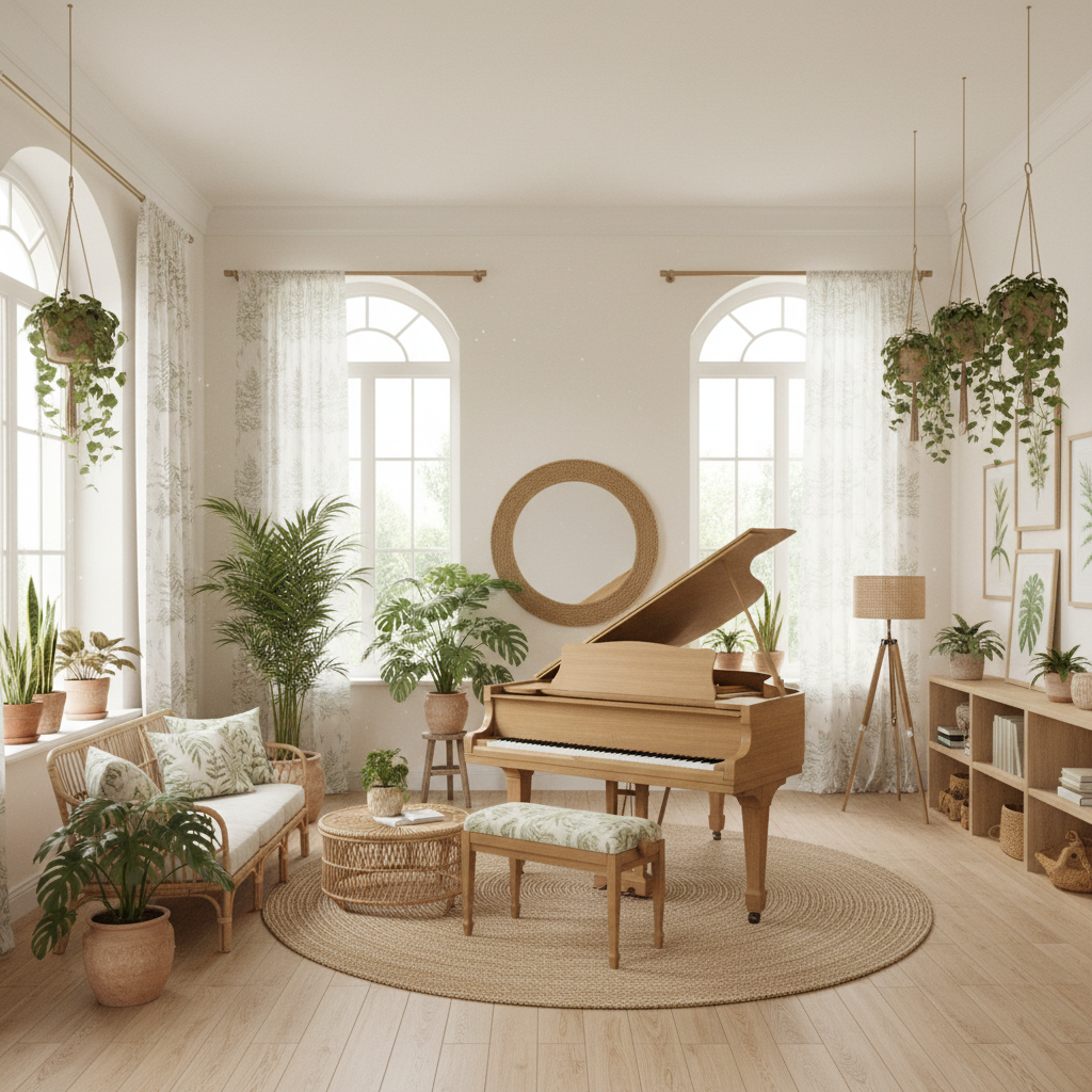 A beautiful Music Room designed in Natural Tropical style. Transform this interior space into natura - Music Room / Studio design