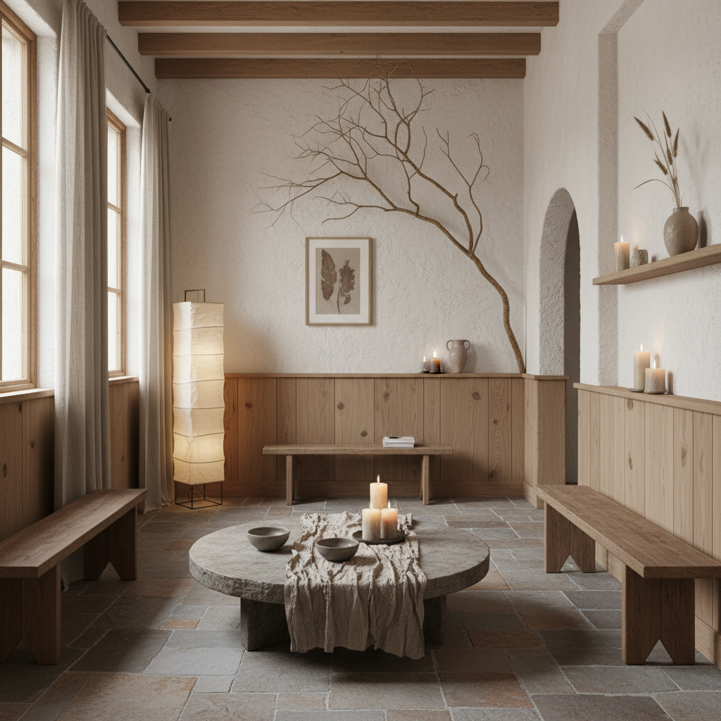 A beautiful Medical Office designed in Wabi-Sabi style. Transform this interior space into wabi-sabi - Wabi-Sabi design