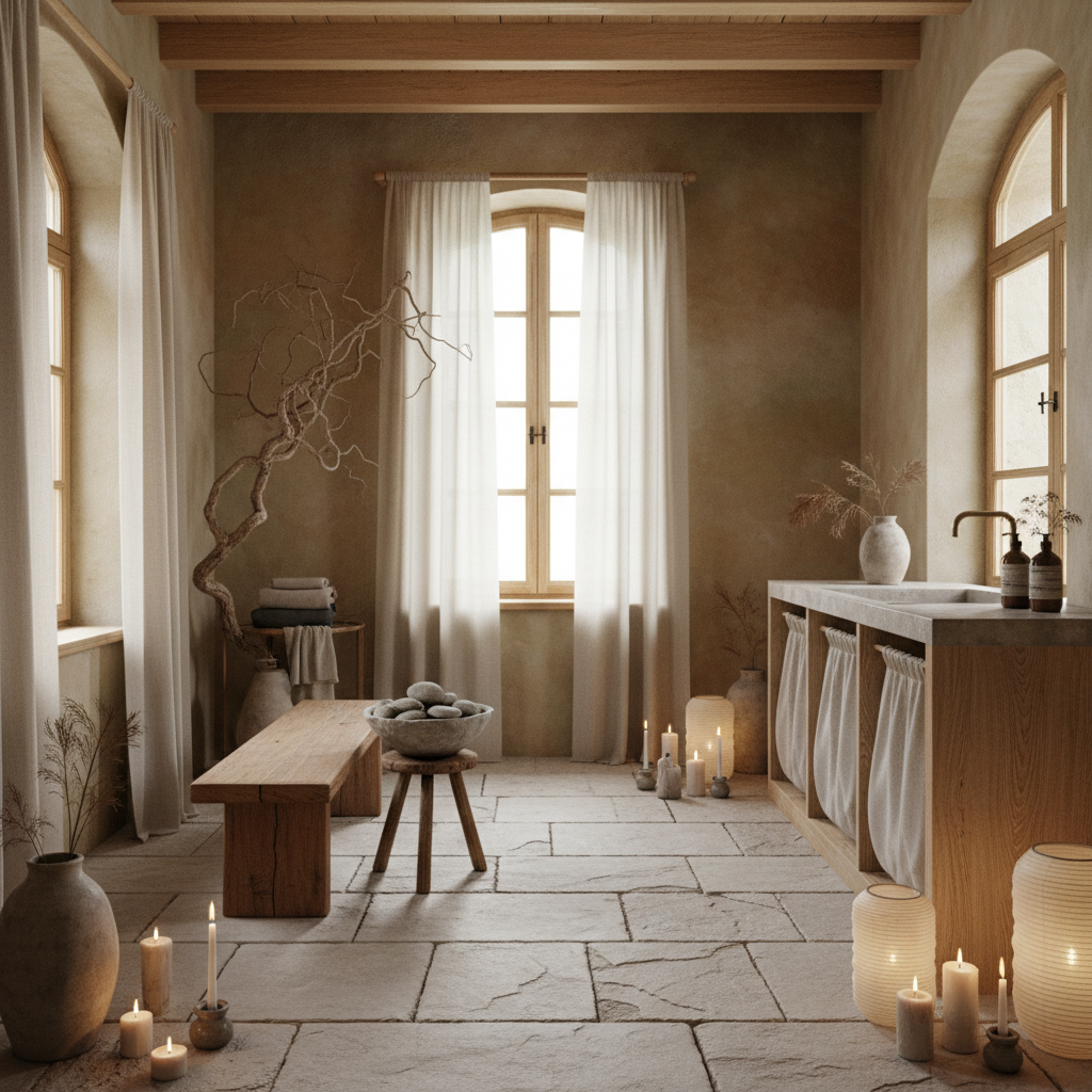 A beautiful Laundry Room designed in Wabi-Sabi style. Transform this interior space into wabi-sabi s - Laundry Room design