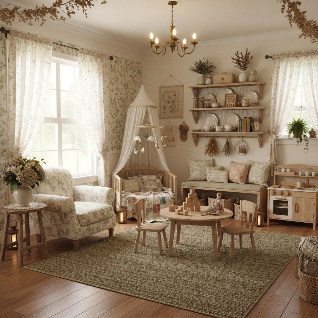 A beautiful Playroom designed in Cottagecore style. Transform this room into cottagecore while keepi - Interior design